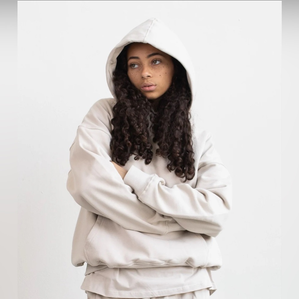 Hours Oversized 100% Cotton Oatmeal Unisex Hoodie - size XL NWT